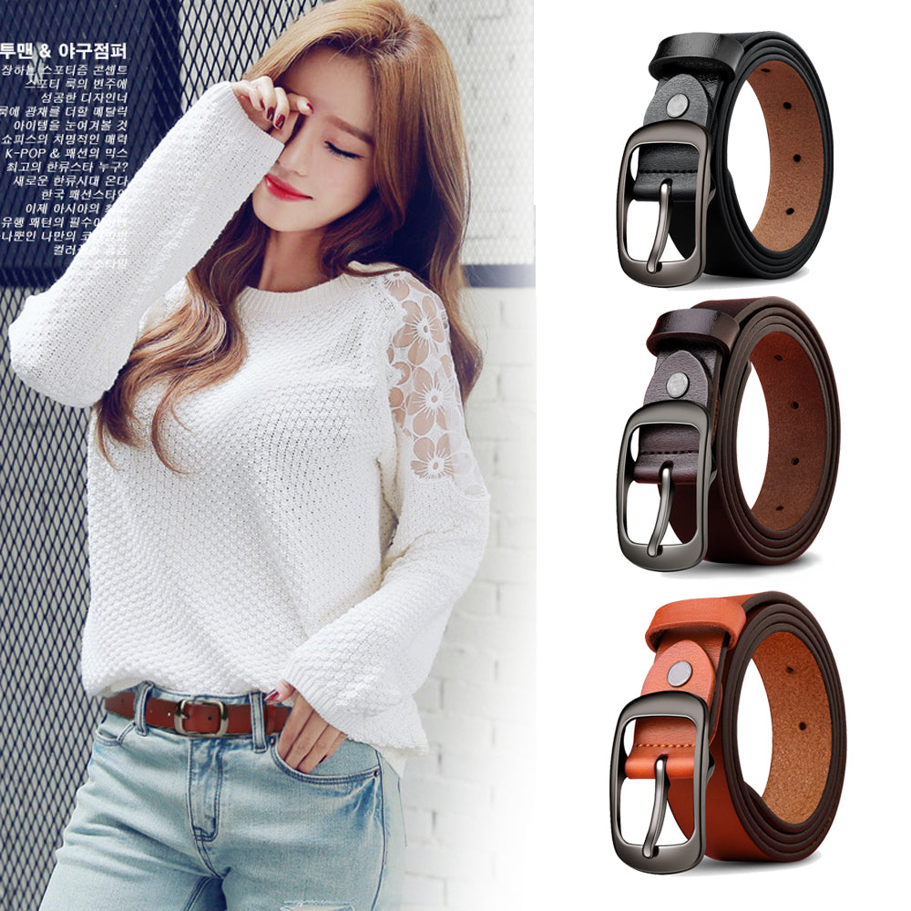 Cheeky X  Genuine Leather 110-120CM Womens Belt Pin Buckle Top Layer Cow Leather(Brown)