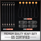 30-Piece Premium Bungee Cord Assortment Includes 10” to 40” Bungee Cords, Canopy Ties & Tarp Clips
