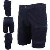 Mens Cargo Cotton Drill Work Shorts UPF 50+ 13 Pockets Tradies Workwear Trousers, Black, 28