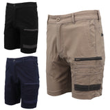 Mens Cargo Cotton Drill Work Shorts UPF 50+ 13 Pockets Tradies Workwear Trousers, Black, 30