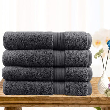 4 piece ultra light cotton bath towels in charcoal