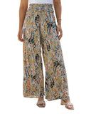 Azura Exchange Floral Print Shirred High Waist Wide Leg Pants - XL