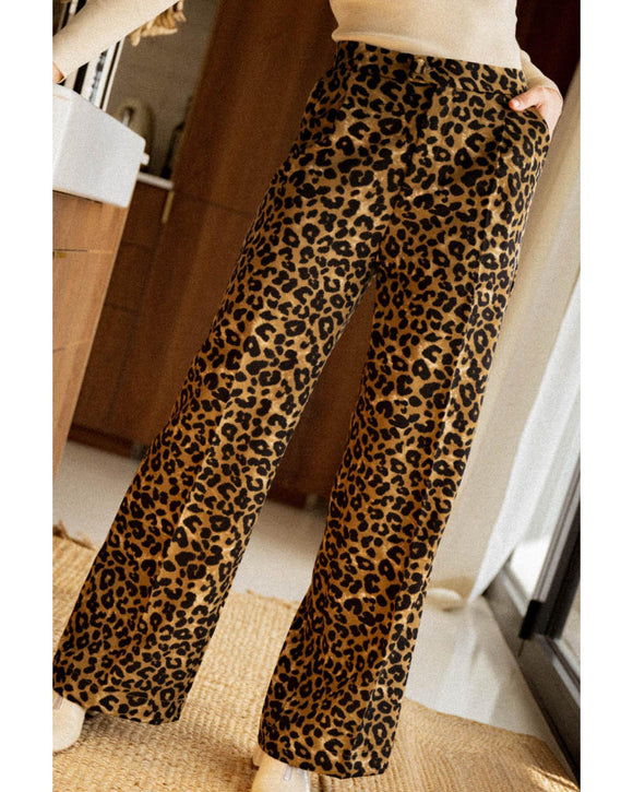 Azura Exchange Leopard Print Wide Leg Pants - M