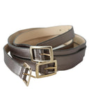 GF FERRE Leather Fashion Belt with Gold Tone Hardware 90 cm Women