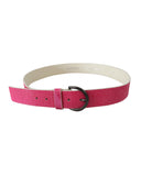 100% Authentic GALLIANO Pink Leather Fashion Belt with Black-tone Hardware 90 cm Women