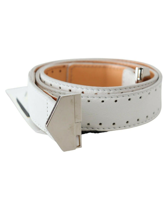 Classic Leather Belt with Silver-tone Hardware - GF Ferre 85 cm Women