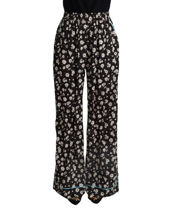 Mid-Waisted Wide Leg Pants with All Over Floral Print 42 IT Women