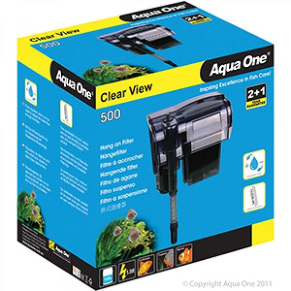 Aqua One Clear View Hang On Filter 500 Waterfall Hang On Back