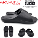 Archline Rebound Orthotic Slides Flip Flop Thongs Slip On Arch Support - Black - Euro 36