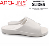 Archline Rebound Orthotic Slides Flip Flop Thongs Slip On Arch Support - White - Euro 36