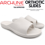 Archline Rebound Orthotic Slides Flip Flop Thongs Slip On Arch Support - White - Euro 39