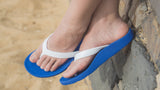 ARCHLINE Orthotic Thongs Arch Support Shoes Footwear Flip Flops Orthopedic - Blue/White - EUR 39
