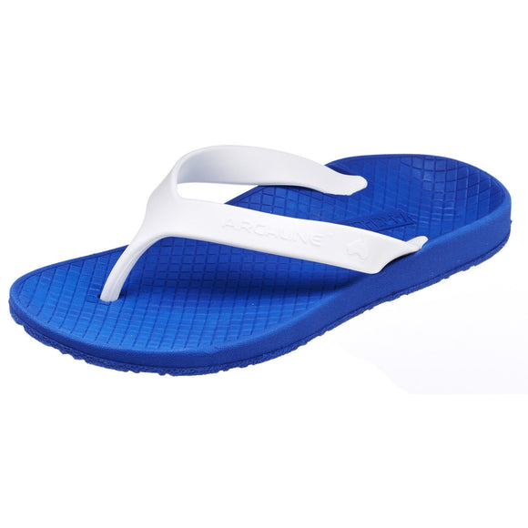 ARCHLINE Orthotic Thongs Arch Support Shoes Footwear Flip Flops Orthopedic - Blue/White - EUR 44