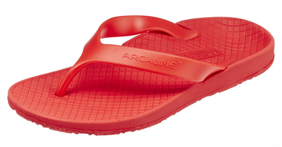 ARCHLINE Orthotic Thongs Arch Support Shoes Footwear Flip Flops Orthopedic - Red/Red - EUR 44