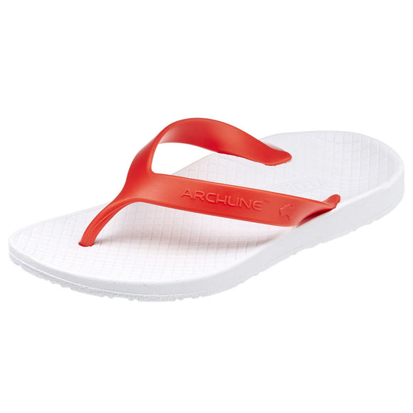ARCHLINE Orthotic Thongs Arch Support Shoes Footwear Flip Flops Orthopedic - White/Red - EUR 35