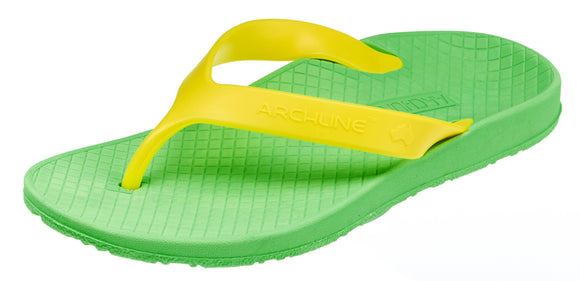 ARCHLINE Flip Flops Orthotic Thongs Arch Support Shoes Footwear - Green/Gold - EUR 41