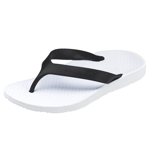 ARCHLINE Flip Flops Orthotic Thongs Arch Support Shoes Footwear - White/Black - EUR 34