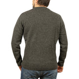 100% SHETLAND WOOL CREW Round Neck Knit JUMPER Pullover Mens Sweater Knitted - Charcoal (29) - 6XL