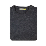 100% SHETLAND WOOL CREW Round Neck Knit JUMPER Pullover Mens Sweater Knitted - Navy (45) - 5XL