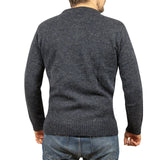 100% SHETLAND WOOL CREW Round Neck Knit JUMPER Pullover Mens Sweater Knitted - Navy (45) - 6XL