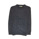 100% SHETLAND WOOL CREW Round Neck Knit JUMPER Pullover Mens Sweater Knitted - Navy (45) - L