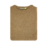100% SHETLAND WOOL CREW Round Neck Knit JUMPER Pullover Mens Sweater Knitted - Nutmeg (23) - 6XL
