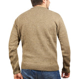 100% SHETLAND WOOL CREW Round Neck Knit JUMPER Pullover Mens Sweater Knitted - Nutmeg (23) - L