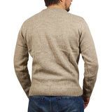 100% SHETLAND WOOL CREW Round Neck Knit JUMPER Pullover Mens Sweater Knitted - Beige (03) - 3XL