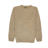 100% SHETLAND WOOL CREW Round Neck Knit JUMPER Pullover Mens Sweater Knitted - Beige (03) - L