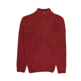 100% SHETLAND WOOL Half Zip Up Knit JUMPER Pullover Mens Sweater Knitted - Burgundy (97) - 3XL