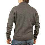 100% SHETLAND WOOL Half Zip Up Knit JUMPER Pullover Mens Sweater Knitted - Charcoal (29) - 4XL