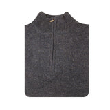 100% SHETLAND WOOL Half Zip Up Knit JUMPER Pullover Mens Sweater Knitted - Denim Blue (45) - M