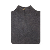 100% SHETLAND WOOL Half Zip Up Knit JUMPER Pullover Mens Sweater Knitted - Denim Blue (45) - S