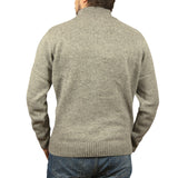 100% SHETLAND WOOL Half Zip Up Knit JUMPER Pullover Mens Sweater Knitted - Grey (21) - M