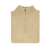 100% SHETLAND WOOL Half Zip Up Knit JUMPER Pullover Mens Sweater Knitted - Oat Marle (03) - 5XL