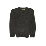 100% Shetland Wool V Neck Knit Jumper Pullover Mens Sweater Knitted - Charcoal (29) - S