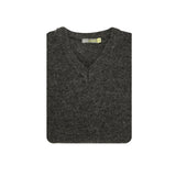 100% Shetland Wool V Neck Knit Jumper Pullover Mens Sweater Knitted - Charcoal (29) - XL