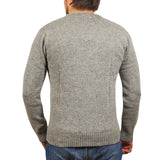 100% Shetland Wool V Neck Knit Jumper Pullover Mens Sweater Knitted - Grey (21) - L