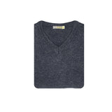100% Shetland Wool V Neck Knit Jumper Pullover Mens Sweater Knitted - Navy (45) - 3XL