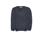 100% Shetland Wool V Neck Knit Jumper Pullover Mens Sweater Knitted - Navy (45) - L