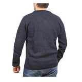 100% Shetland Wool V Neck Knit Jumper Pullover Mens Sweater Knitted - Navy (45) - XXL