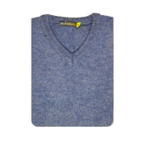 100% Shetland Wool V Neck Knit Jumper Pullover Mens Sweater Knitted - Sky (40) - 3XL