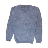 100% Shetland Wool V Neck Knit Jumper Pullover Mens Sweater Knitted - Sky (40) - 3XL