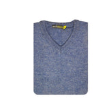 100% Shetland Wool V Neck Knit Jumper Pullover Mens Sweater Knitted - Sky (40) - 4XL