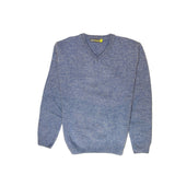 100% Shetland Wool V Neck Knit Jumper Pullover Mens Sweater Knitted - Sky (40) - S