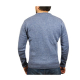 100% Shetland Wool V Neck Knit Jumper Pullover Mens Sweater Knitted - Sky (40) - XL