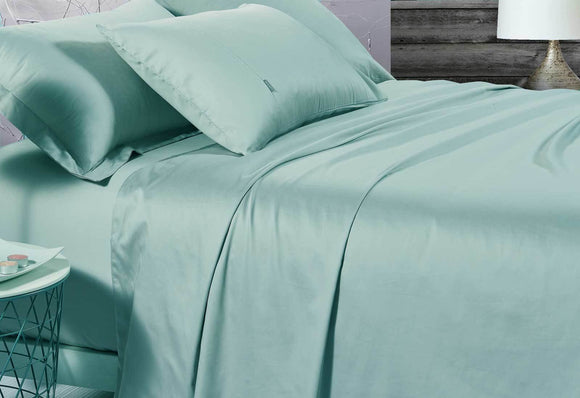 Queen Size 500TC Cotton Sateen Fitted Sheet (Mint Color)