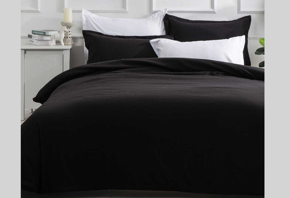 Luxton King Size Black Color Quilt Cover Set (3PCS)