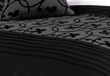 King Size Charcoal Black Flocking Quilt Cover Set(3PCS)