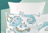 Queen Size Cotton White Blue Paisley Quilt Cover Set (3PCS)
